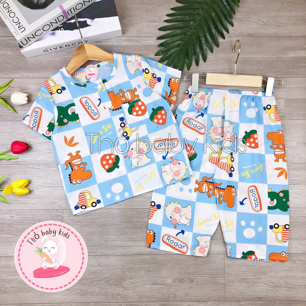 Bộ đồ bé trai, bộ tole, lanh, tôn tay ngắn quần dài bé trai, vải lanh mềm mát thấm hút mồ hôi thỏ baby kids