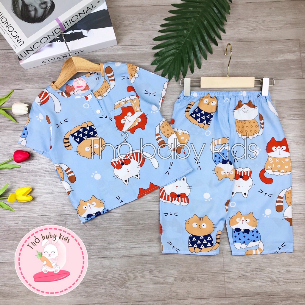 Bộ đồ bé trai, bộ tole, lanh, tôn tay ngắn quần dài bé trai, vải lanh mềm mát thấm hút mồ hôi thỏ baby kids