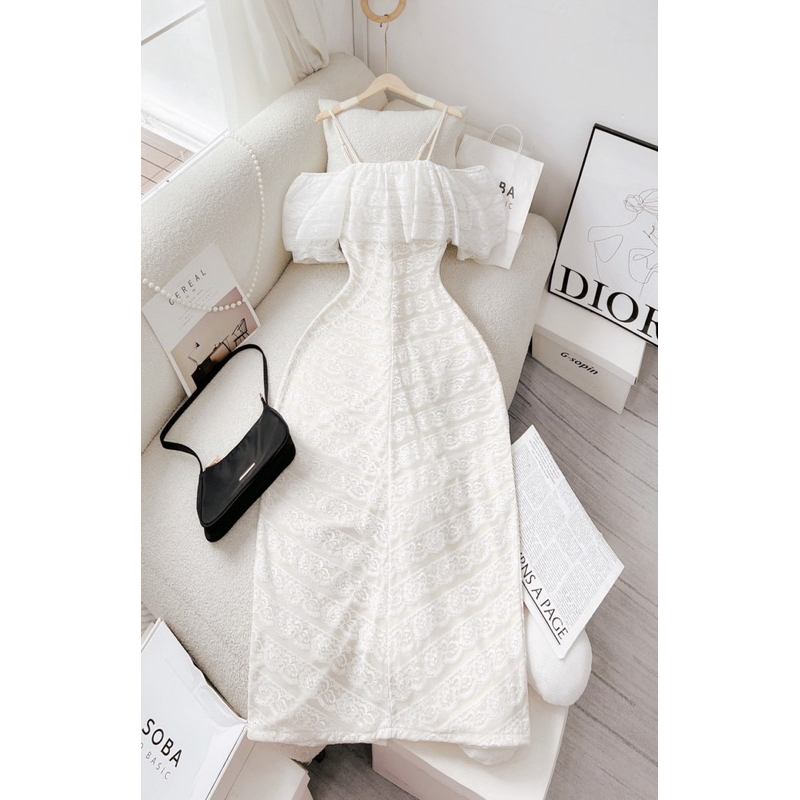 Váy dự tiệc maxi trễ vai bèo
