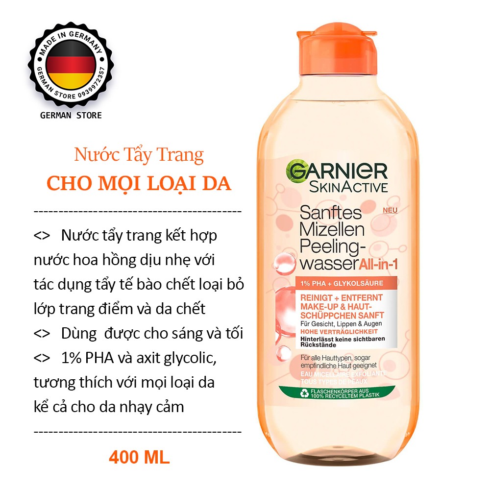 NƯỚC TẨY TRANG GARNIER 🇩🇪 Mizellen Reinigungswasser All in 1 , 400 ml