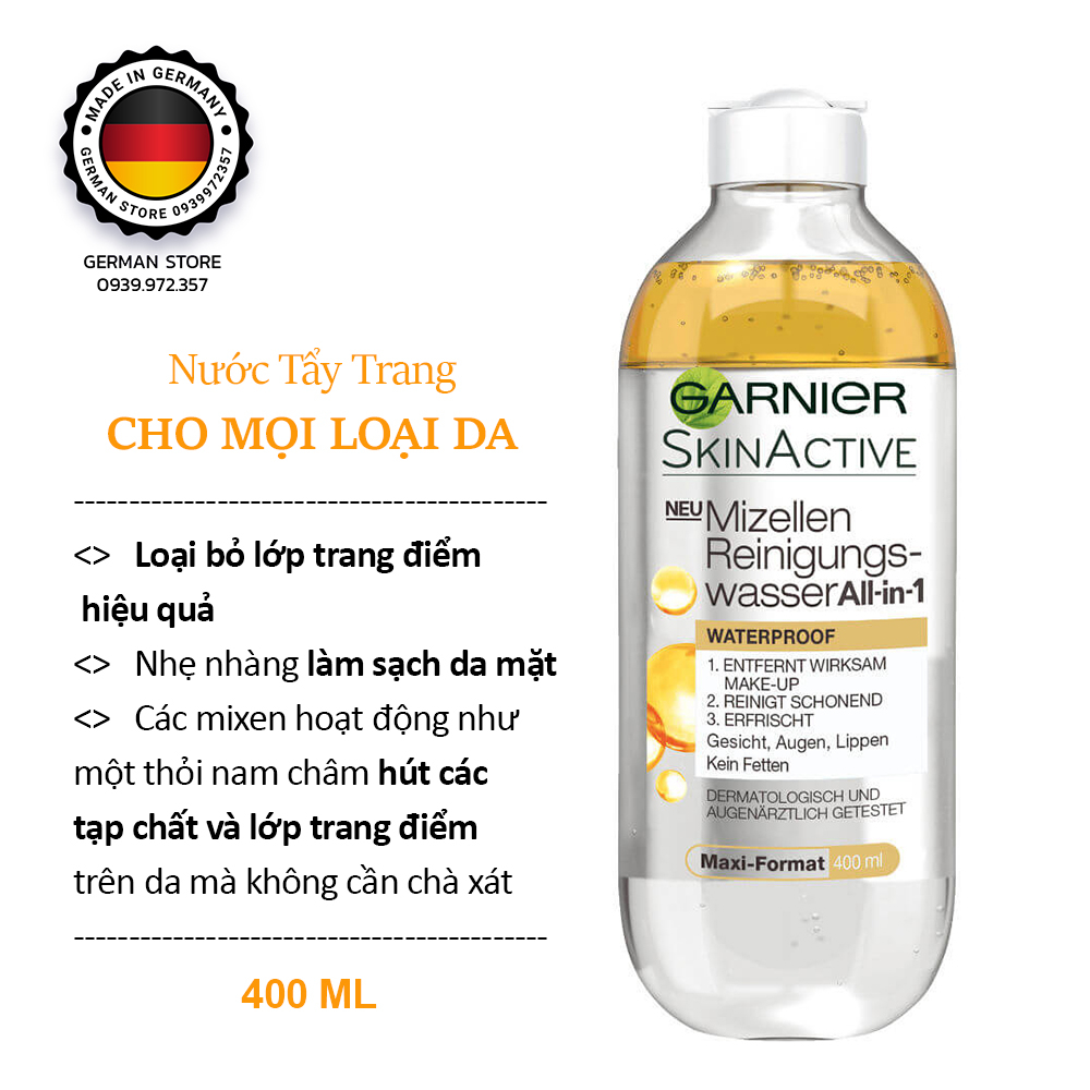 NƯỚC TẨY TRANG GARNIER 🇩🇪 Mizellen Reinigungswasser All in 1 , 400 ml