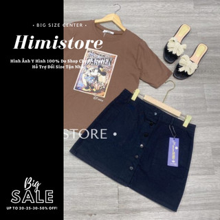 [CÓ SẴN] Chân Váy Jean Kaki Ngắn Nữ Bigsize Himistore Màu Đen Phối Hàng Nút Basic Size Tới 100KG