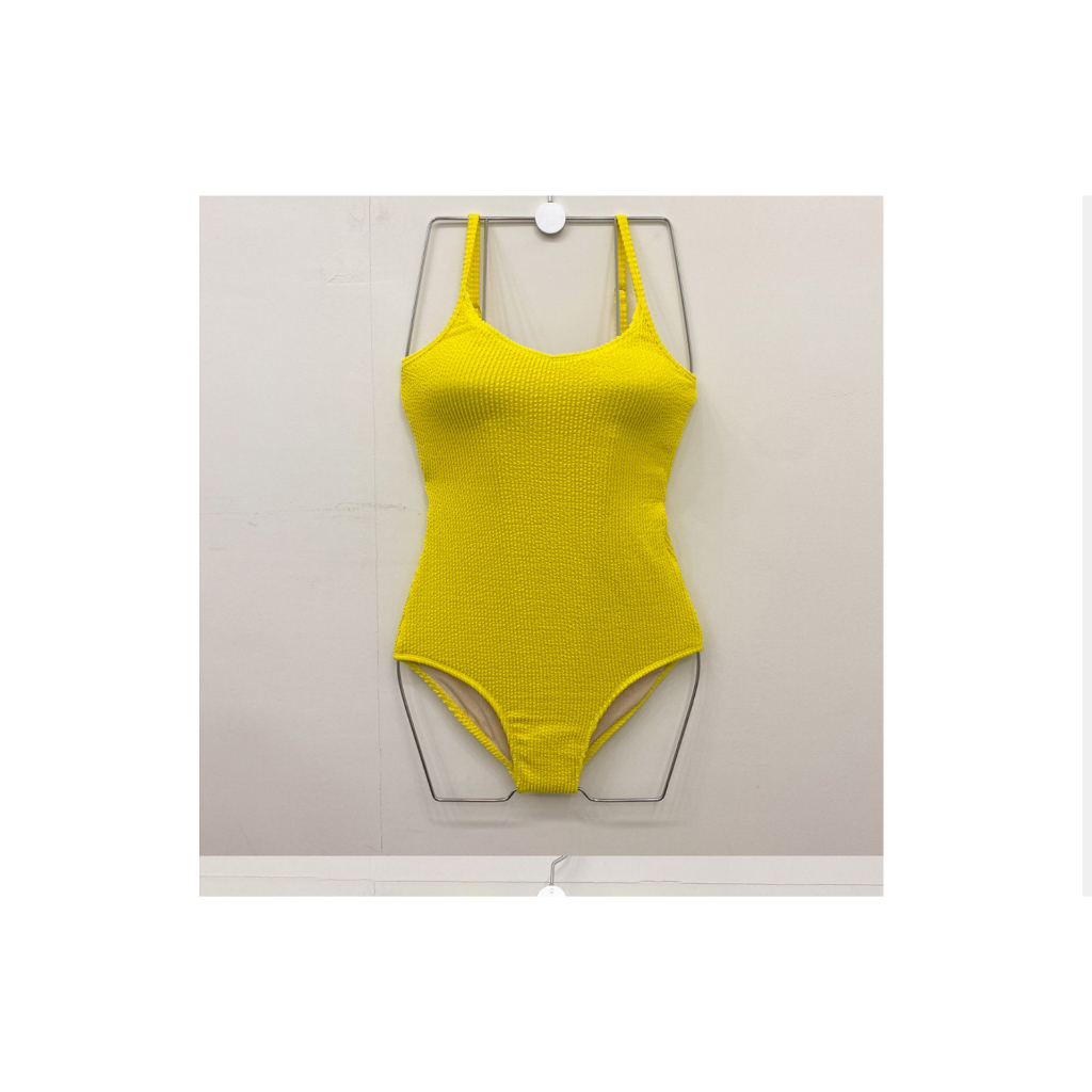 Mẫu mới 2023 Bikini vàng thun gân cao cấp, đồ bơi Hàn Quốc một mảnh sexy gợi cảm, màu vàng sáng da, monokini sống ảo