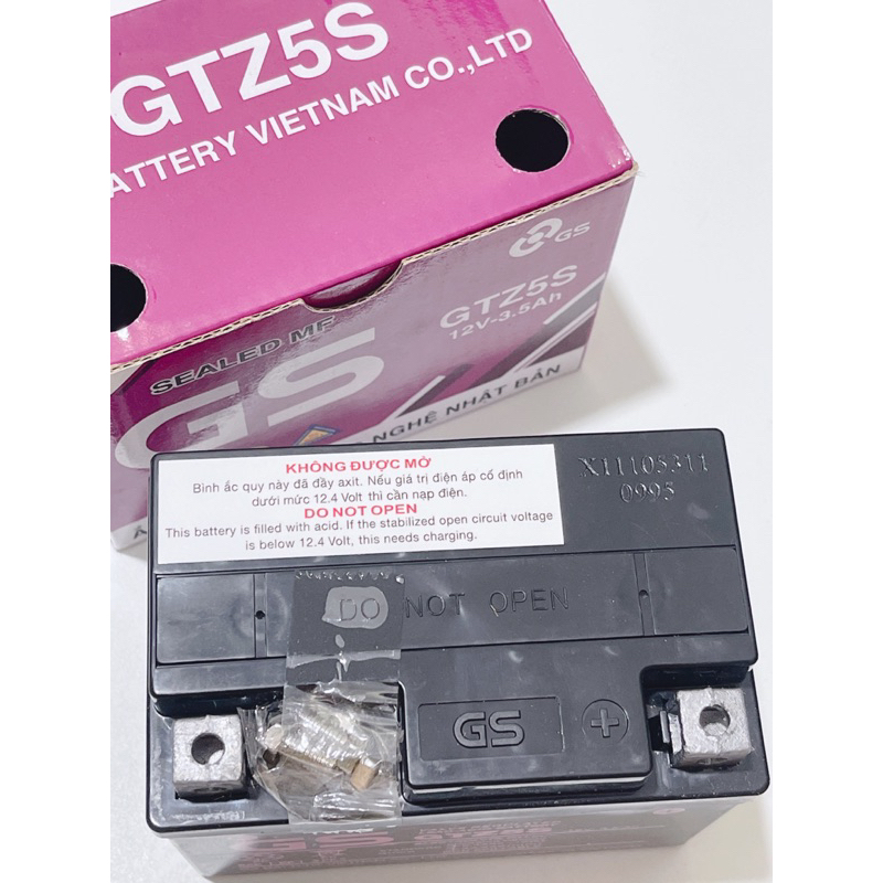 Bình ắc quy xe máy hiệu GS GTZ5S  màu tím, bình điện xe máy