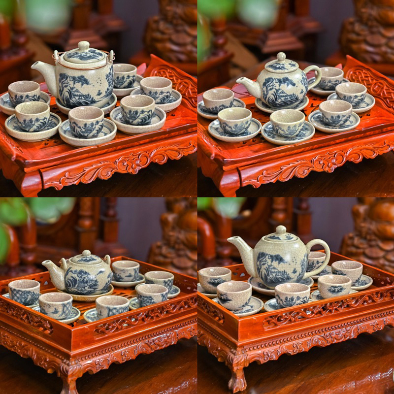 Ấm chén giả cổ men rạn Bát Tràng