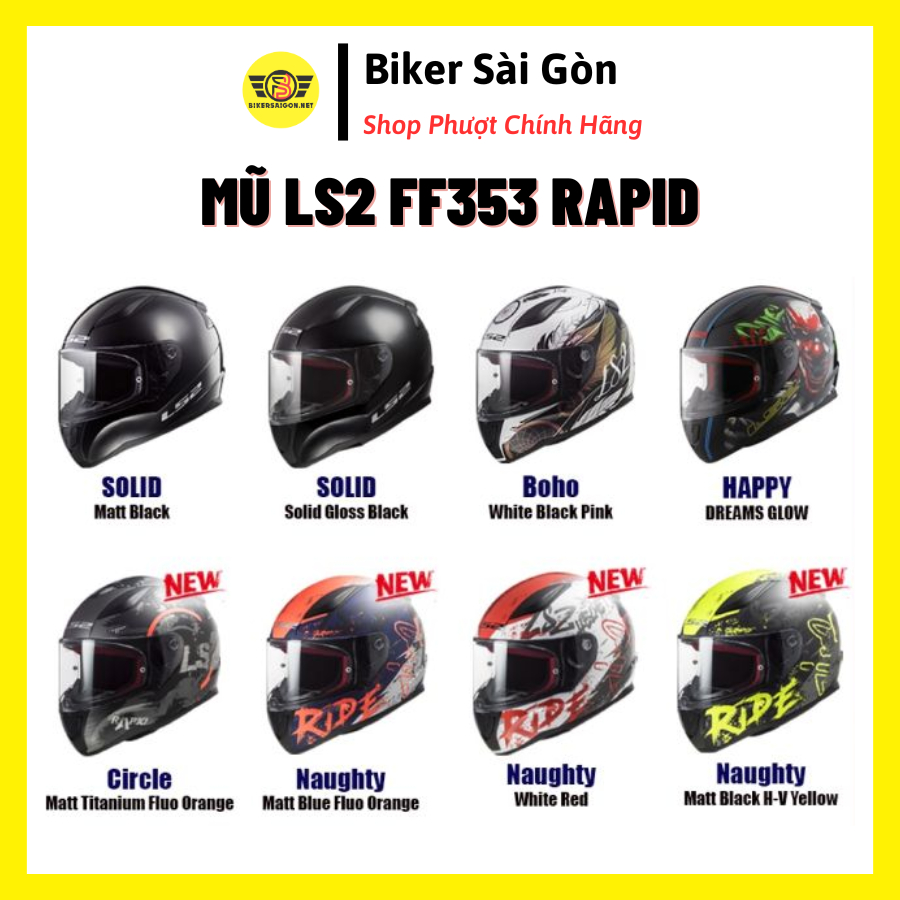 MŨ BẢO HIỂM FULLFACE LS2 FF353 RAPID - Biker Sài Gòn