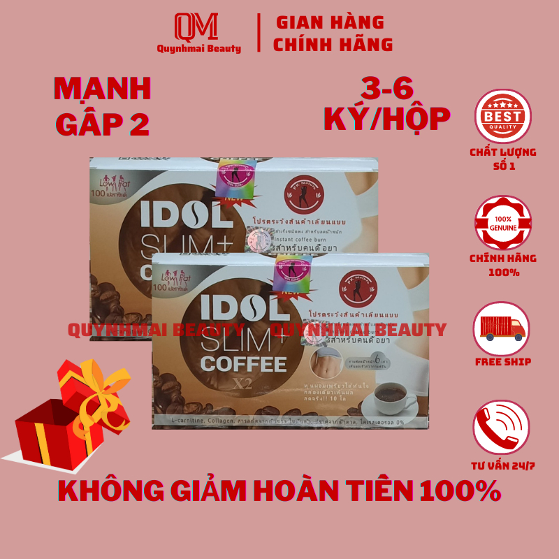 Cà phê giảm cân Idol Slim Coffee X2 BỘ 2 HỘP Cafe Idol Slim chính hãng cà phê idol Slim giảm mạnh 10 gói kèm quà tặng