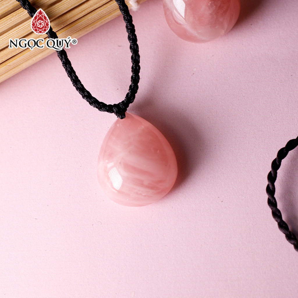 Mặt dây chuyền hình giọt nước đá Rose Quartz - Ngọc Quý