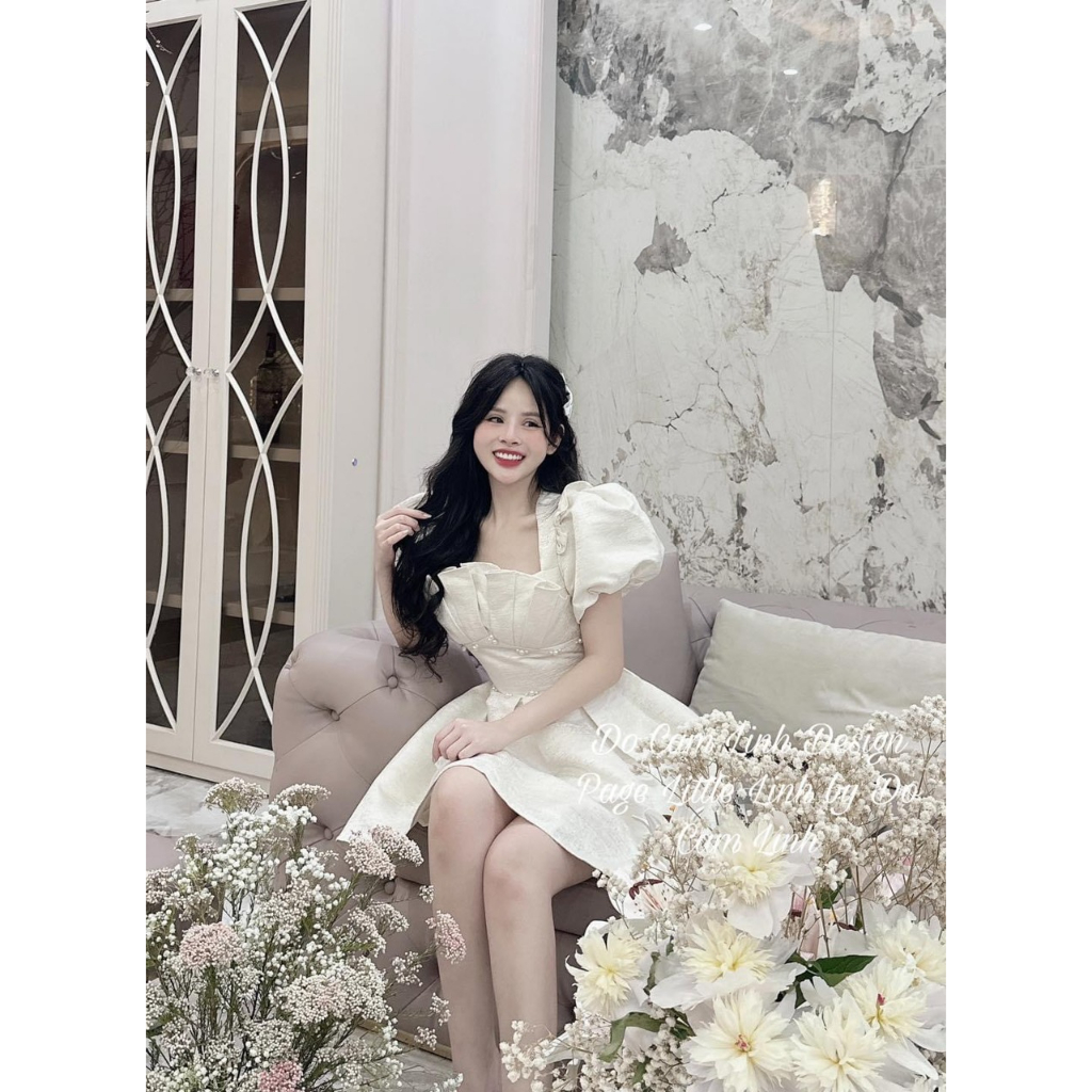 ĐẦM CÔNG CHÚA XẾP NGỰC ĐINH ĐÁ TAY PHỒNG