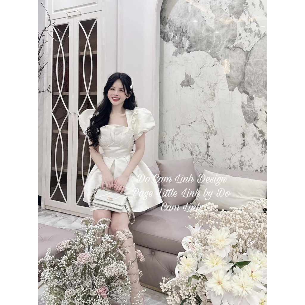 ĐẦM CÔNG CHÚA XẾP NGỰC ĐINH ĐÁ TAY PHỒNG