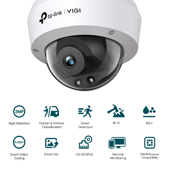 [Hỏa Tốc] Camera IP TP-Link CCTV VIGI C230I 3MP Hỗ Trợ Hồng Ngoại Ngoài Trời, Phát Hiện Thông Minh