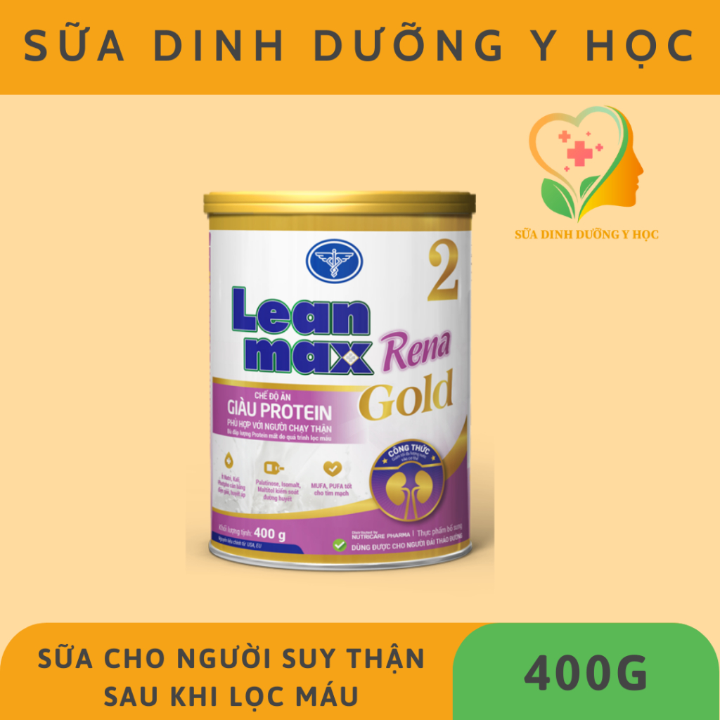 Sữa bột Lean max Rena Gold 2 - Dinh dưỡng tối ưu cho người suy thận sau khi lọc máu - 400g