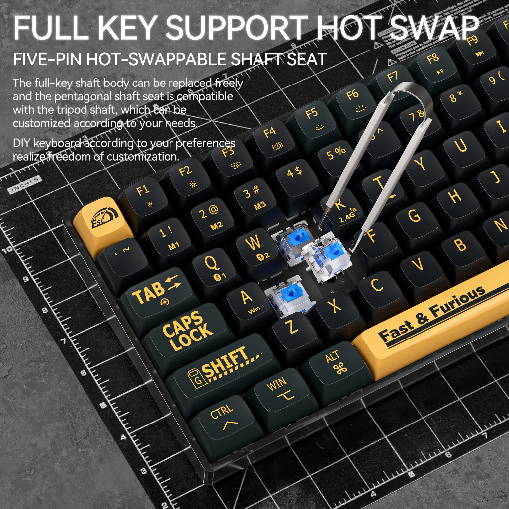 Bàn phím cơ không dây bluetooth Calstone Roadster F84 Gateron Switches Full Key HotSwap