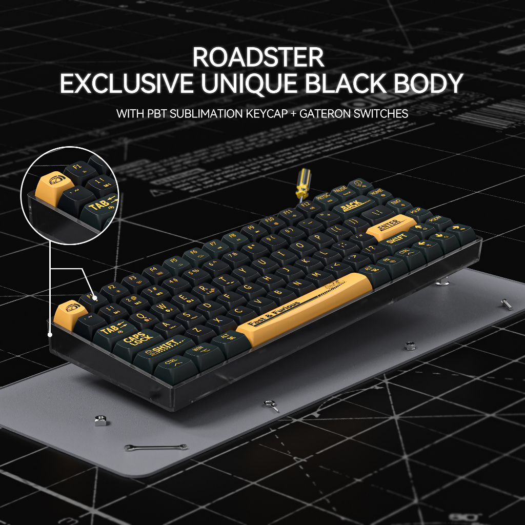 Bàn phím cơ không dây bluetooth Calstone Roadster F84 Gateron Switches Full Key HotSwap