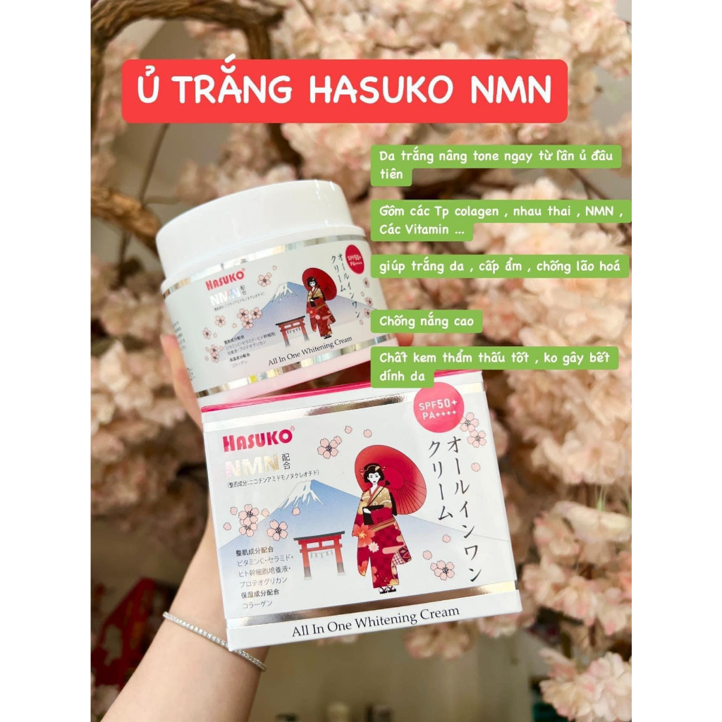 Ủ Trắng - Chống Nắng - Cấp Ẩm Hasuko Cô Gái Nhật Bản 300G, Thúc Đẩy Quá Trình Tái Tạo Collagen, Giảm Nếp Nhăn