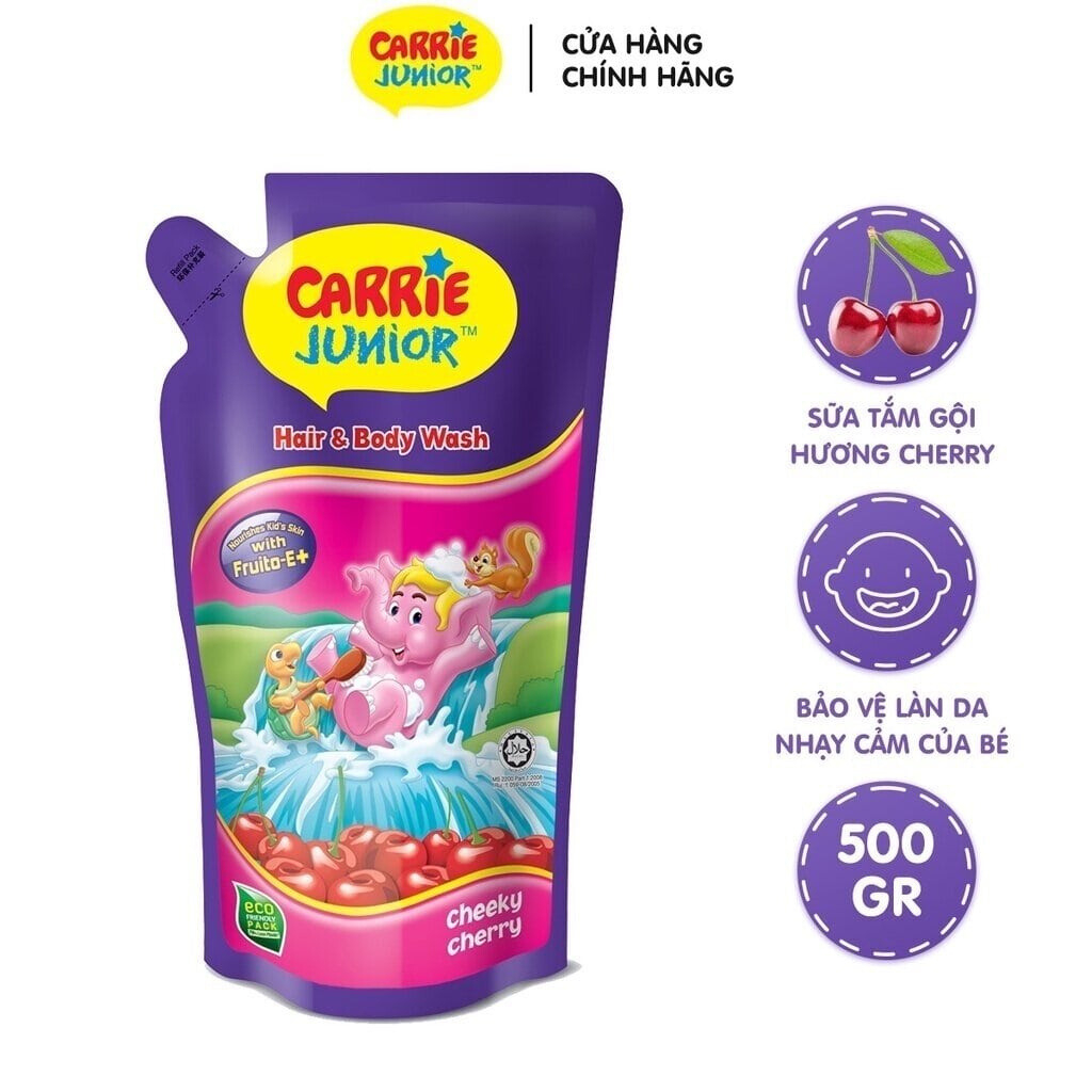 GIFT Túi Sữa Tắm Gội Carrie Junior Hương Cheeky Cherry 500G