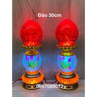 Cặp đèn thờ trái đào, đèn thờ hoa sen đổi màu - Đèn led để bàn thờ Phật, ông địa, thần tài…