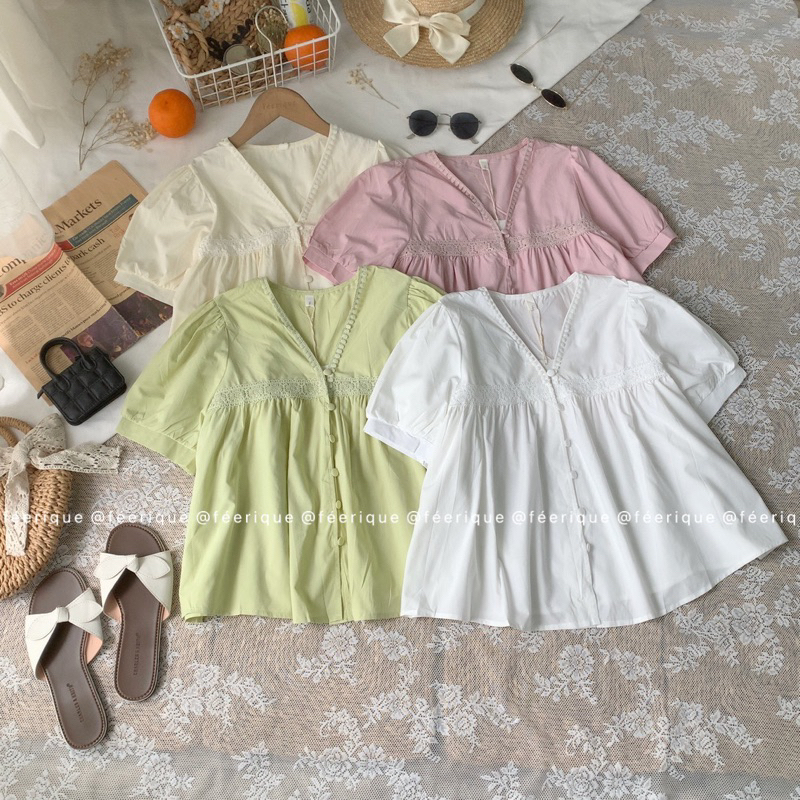 Áo sơ mi thô cổ V