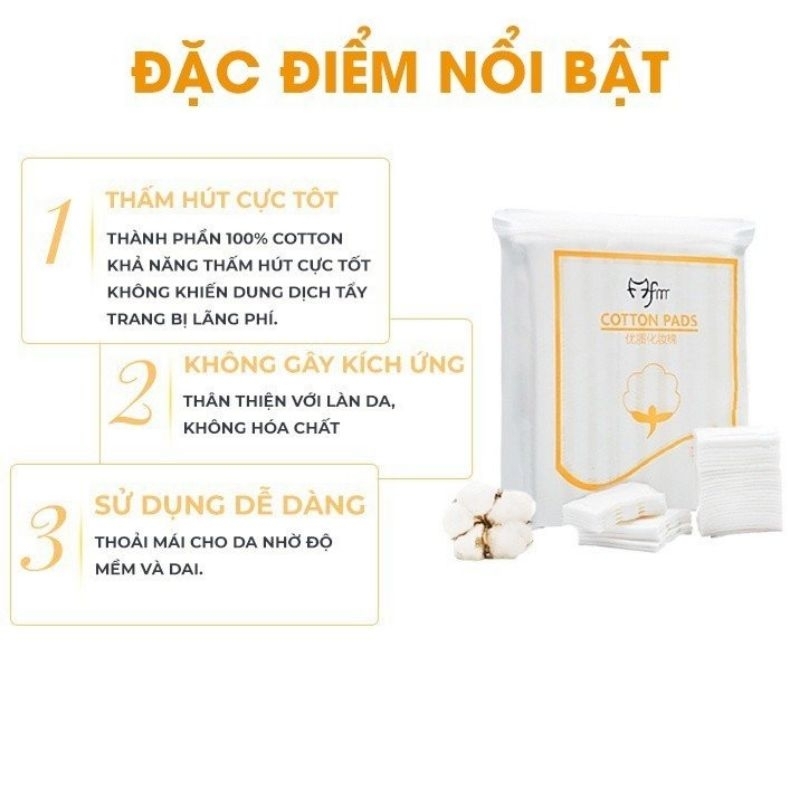 Bông Tẩy Trang , Bịch 222 Miếng , Cotton Bông Tự Nhiên , Mềm Mịn.