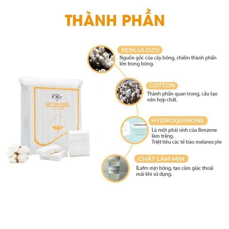 Bông Tẩy Trang , Bịch 222 Miếng , Cotton Bông Tự Nhiên , Mềm Mịn.