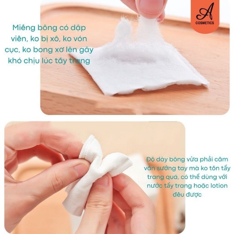 Bông Tẩy Trang , Bịch 222 Miếng , Cotton Bông Tự Nhiên , Mềm Mịn.