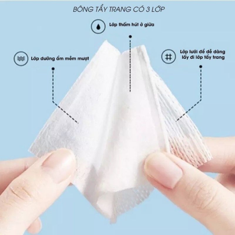 Bông Tẩy Trang , Bịch 222 Miếng , Cotton Bông Tự Nhiên , Mềm Mịn.