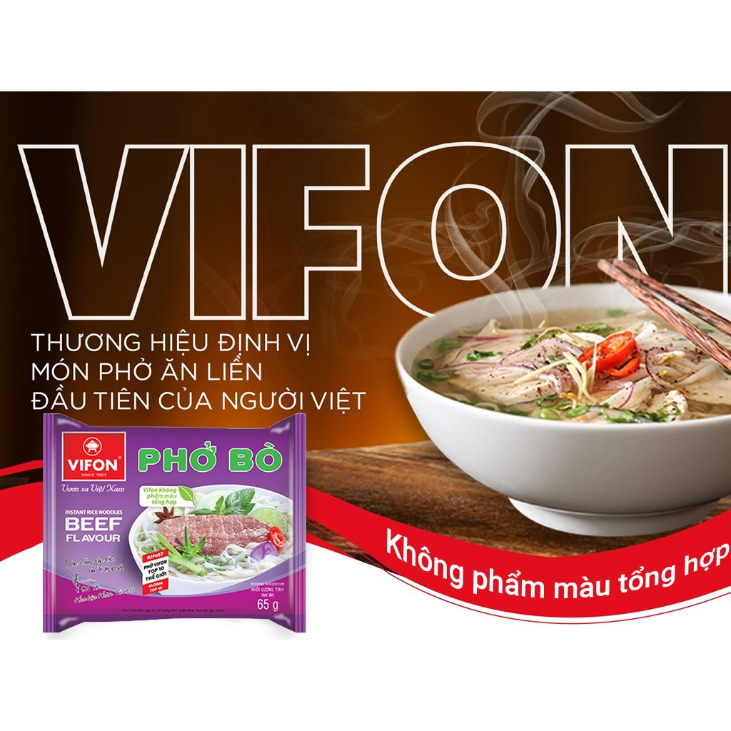 Thùng 30 gói phở Vifon 65g hương vị bò