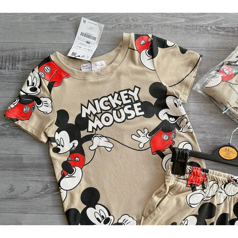 Bộ cotton HM mickey nâu cho bé 10kg - 21kg