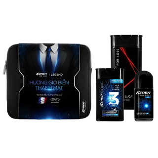 Sét quà tặng dành cho nam. 1 dầu gội xmen 150gram 1lăn khử mùi xmen 40ml 1 tắm gội dưỡng 3 in 1 -85gram- tặng túi đựng m