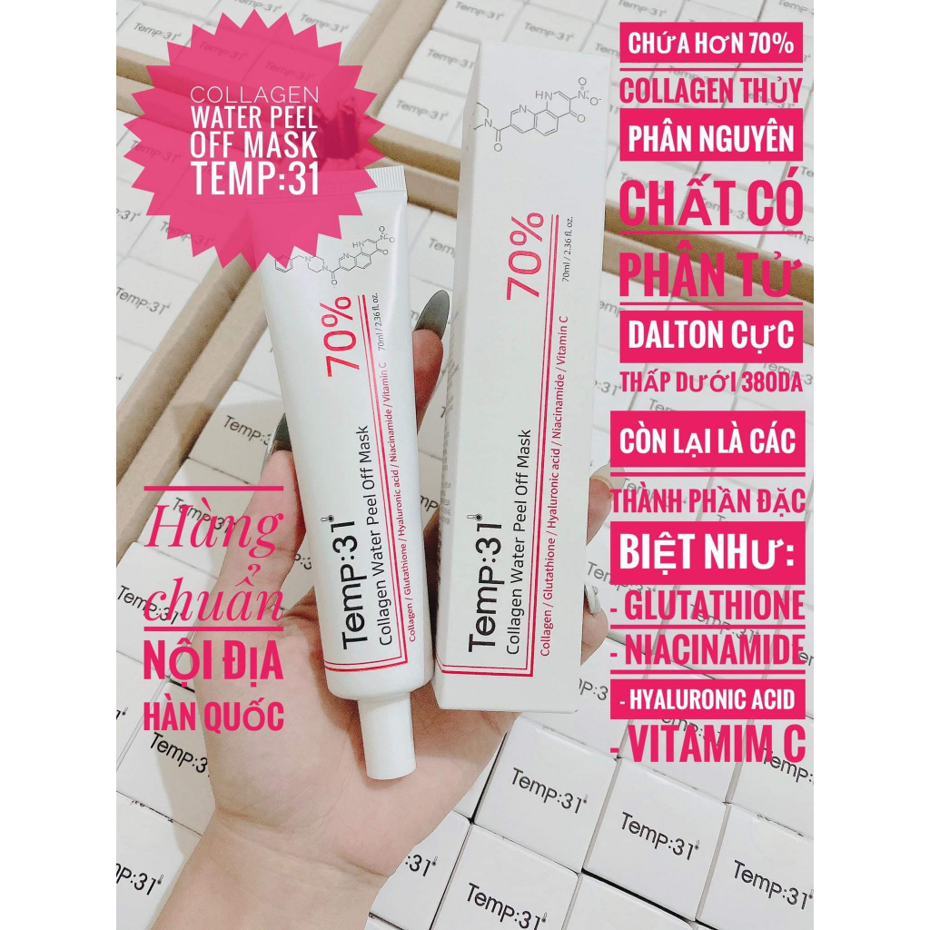 Peel da, nạ collagen water peel of mask TEMP:31 chứa 70% COLLAGEN THỦY PHÂN