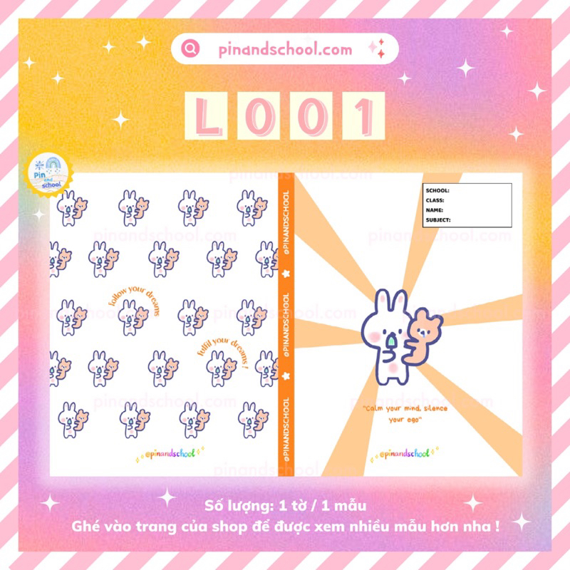 Giấy Bao Tập Thỏ Con, Giấy Bóng Dày Nhẹ, Hình In Tươi Sáng | Pinandschool