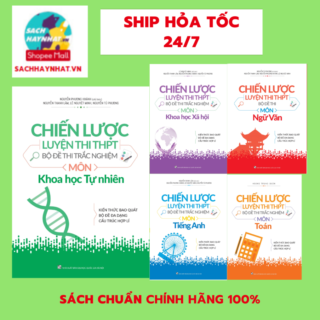 Sách - Chiến lược luyện thi THPT bộ đề thi trắc nghiệm môn Khoa học xã hội , toán, tiếng anh, KHTN, ( Minhlong )