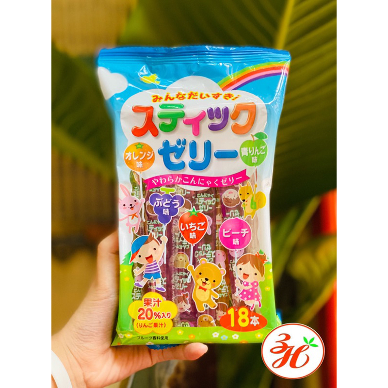 Thạch que trái cây RIBON màu xanh và đỏ -  Nhật bản