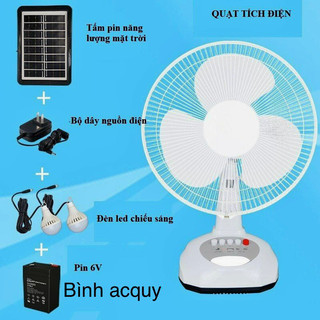 Quạt tích điện sạc năng lượng mặt trời sạc điện tích hợp cổng sạc điện thoại mất điện không lo nóng