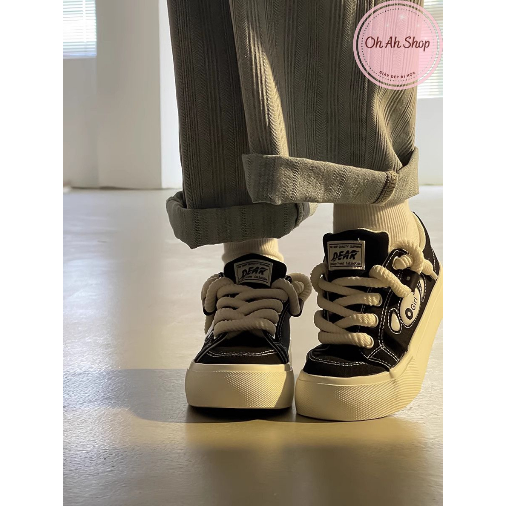 🍓  Giày Nữ Đi Học Giày Vải Canvas O'girl Đen Trắng Hàng Loại 1