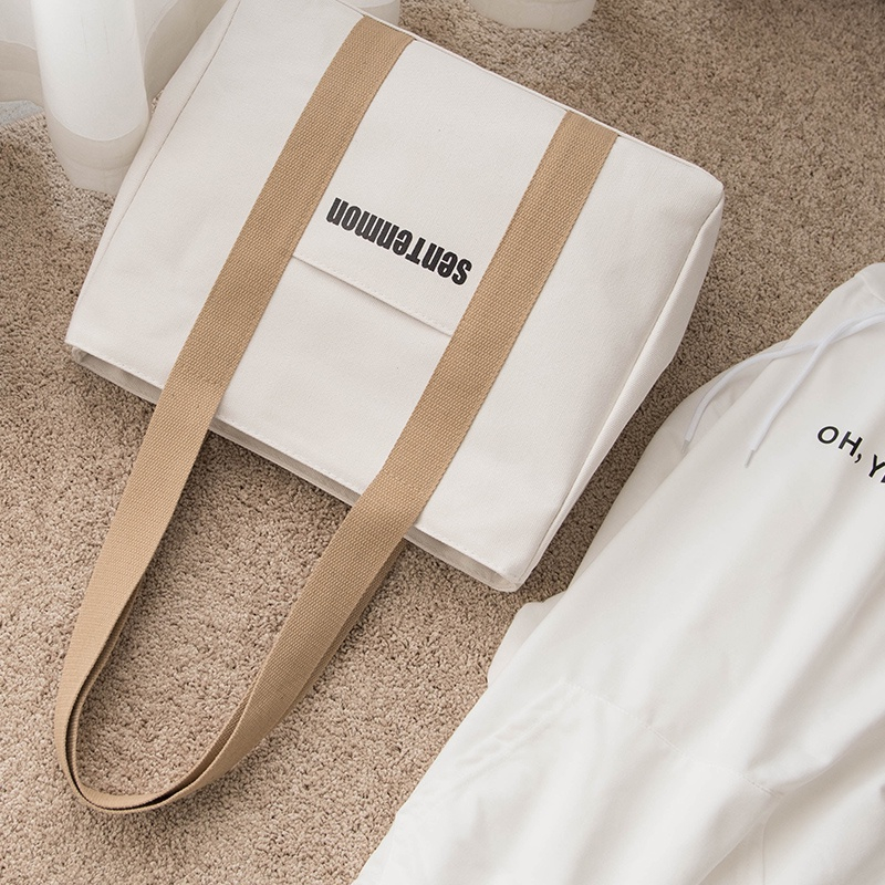 Túi tote vải canvas túi đeo vai đi học đi chơi có ngăn phụ thời trang hàn quốc Hiếu Túi 865 | BigBuy360 - bigbuy360.vn