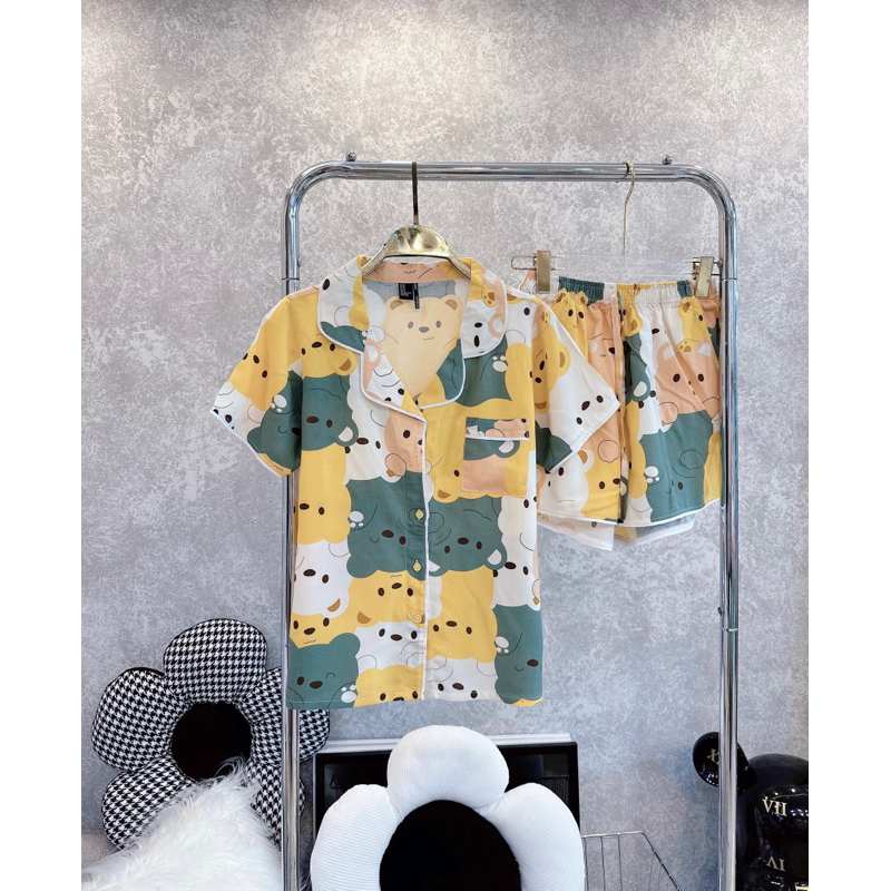 Đồ bộ tole nữ,bộ lanh mặc nhà tay pyjama ngắn quần đùi F21 VNXK size 43-75kg.