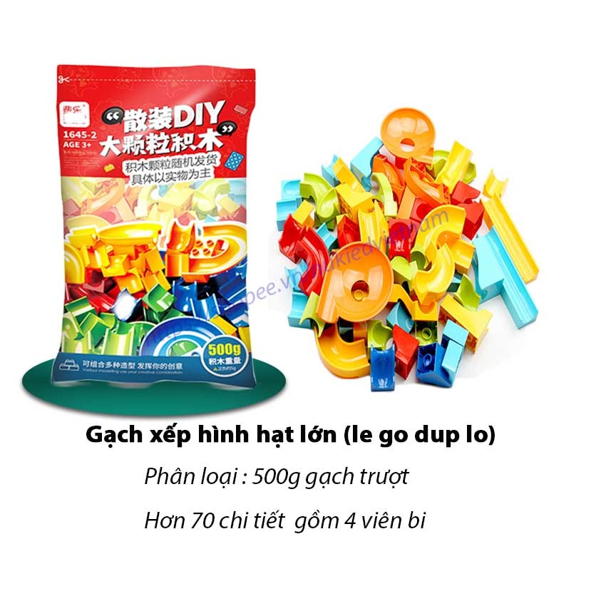 Đồ chơi le. go lắp ghép và xếp hình đa dạng mẫu trượt có kèm viên bi tương thích hạt duplo