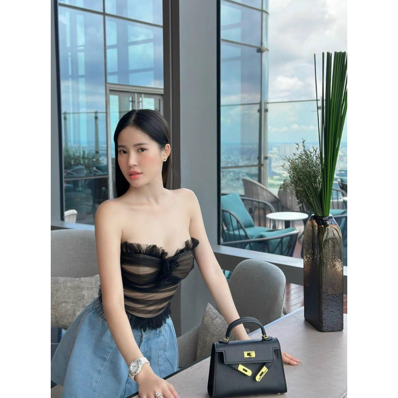 Áo Ống Lưới Cúp Viền Bèo Khuôn Đính Bông Hoa Lót Borip