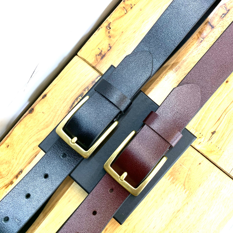 Thắt Lưng Nam  Da Bò Nguyên Tắm Cao Cấp Khoá đồng nguyên khối Bản Rộng 3.7cm Hai Màu Đen Và Nâu Bảo Hành Da 24 Tháng