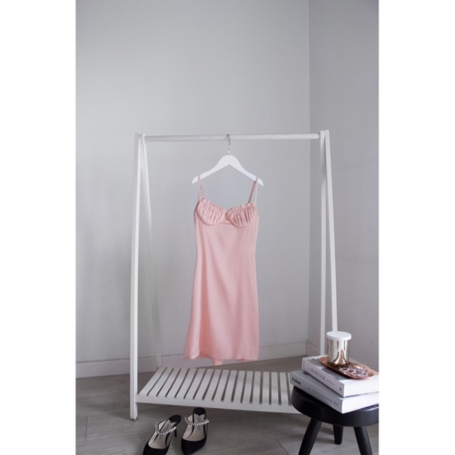 Váy Ngủ Hai Dây Nữ Mặc Nhà Chất Liệu Lụa Màu Hồng Thiết Kế Cúp Ngực Babydoll Dress Blush Pink LILAS BLANC