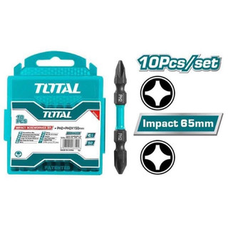 (KKT) 1 Mũi bắt vít 2 đầu PH2x65mm, có từ, thép S2 Total TACIM16PH233
