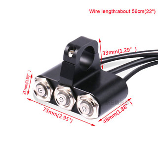 Bộ cùm 3 công tắc on off led Lắp ghi đông xe mô tô