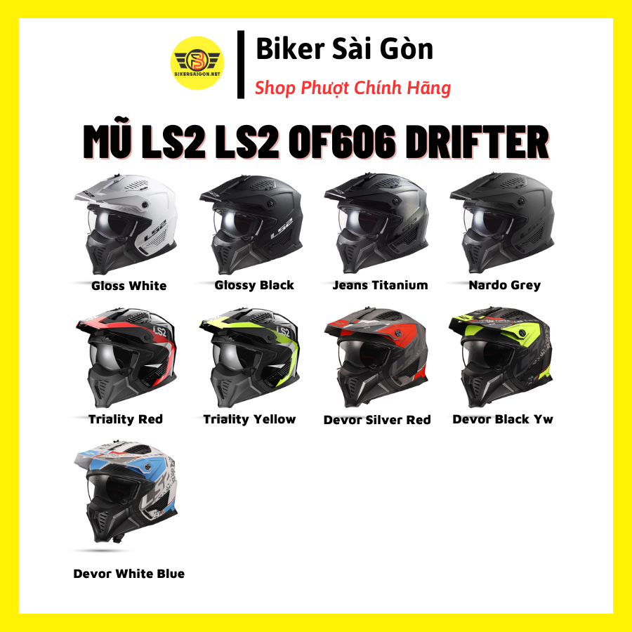 Mũ Bảo Hiểm Đa Năng LS2 OF606 Drifter (Tháo hàm) - Biker Sài Gòn