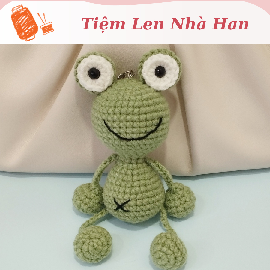 Móc khóa ếch handmade bằng len