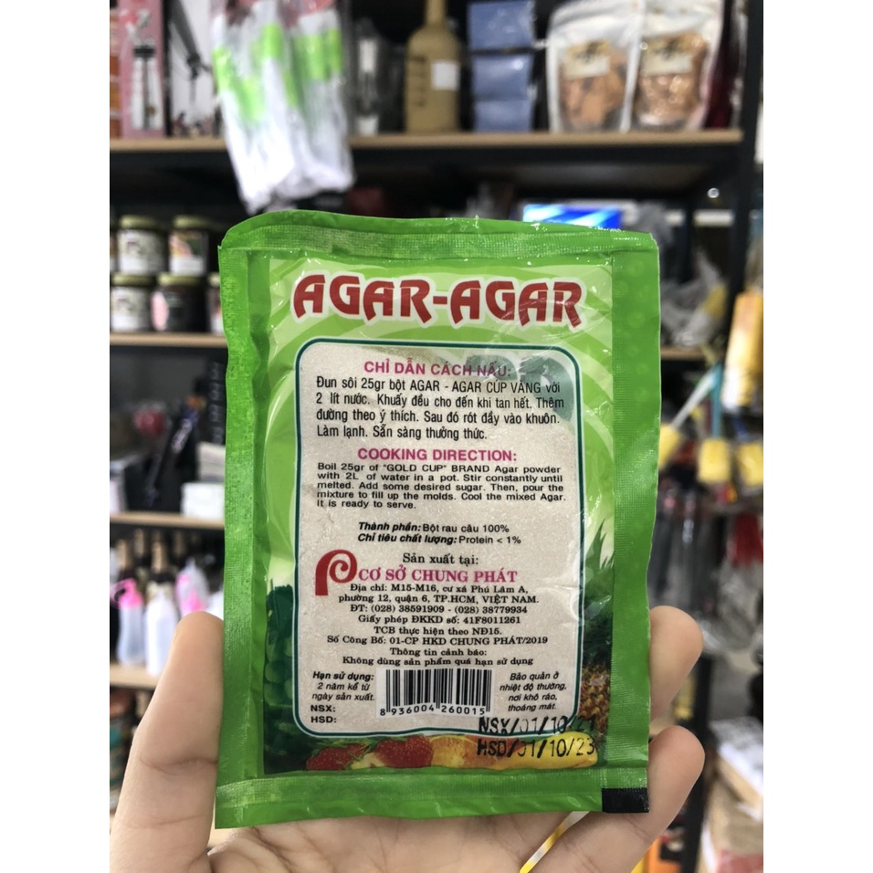 Bột Rau Câu Giòn Agar Agar Gói 25g, Bột rau câu nấu đông sương - Bột Rau Câu Cúp Vàng Thượng Hạng