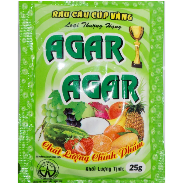 Bột Rau Câu Giòn Agar Agar Gói 25g, Bột rau câu nấu đông sương - Bột Rau Câu Cúp Vàng Thượng Hạng