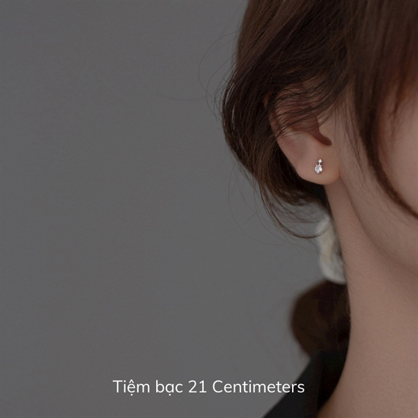 Bông tai bạc Tiệm bạc 21 Centimeters Khuyên Nụ Tiny Diamond