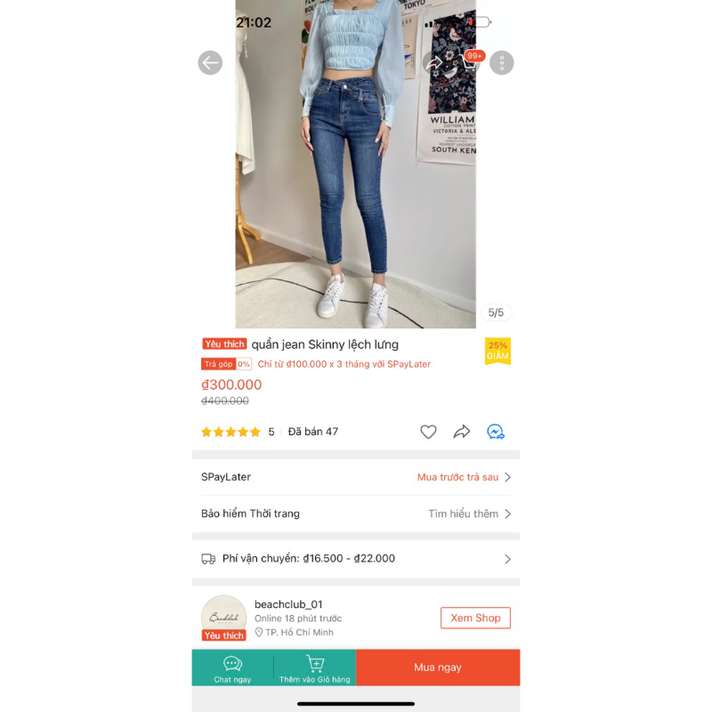 Quần Jeans skinny lệch - Beachclub