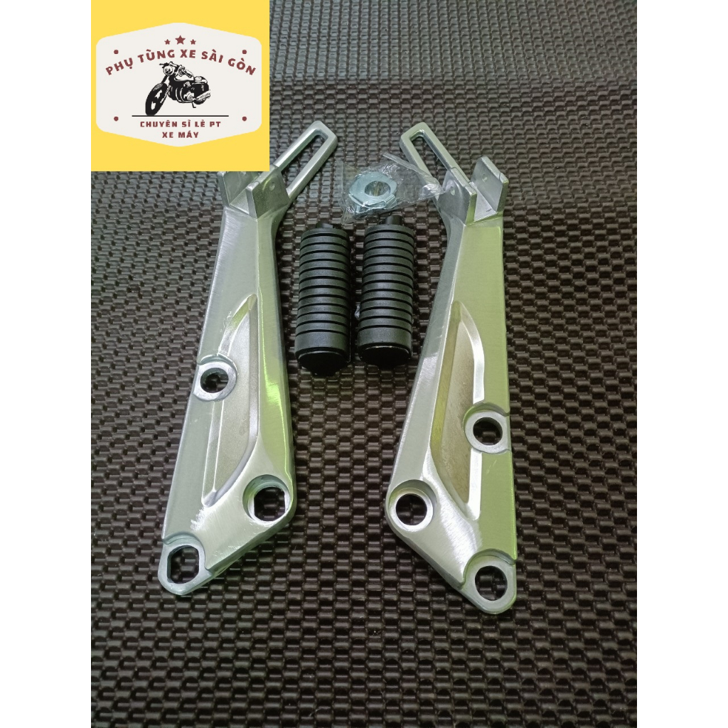 Pát gác chân nhôm cho xe Wave nhỏ loại dài kèm để chân xếp